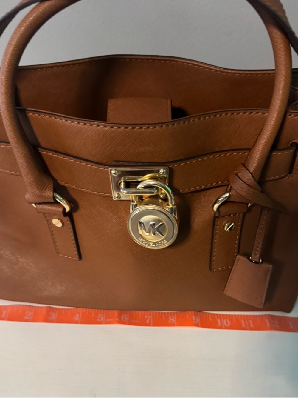 Michael Kors Brown Saffiano Satchel with Gold Hardware - Picture 8 of 13